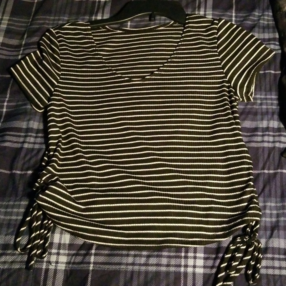 Adam Levine Black & White Striped Shirt